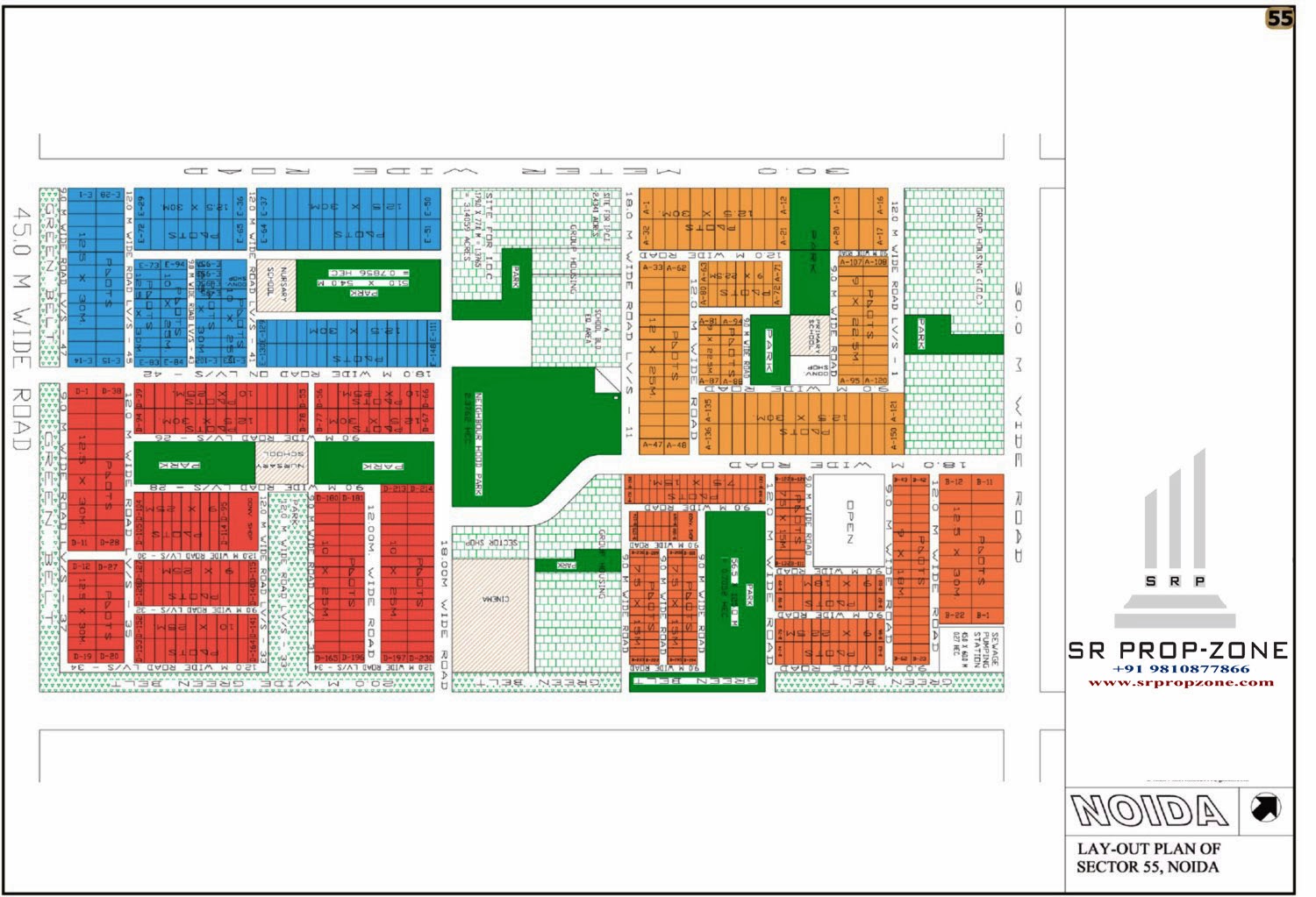 Layout Plan of Noida Sector55 HD Map