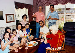 Our family at a dinner gathering at my folks