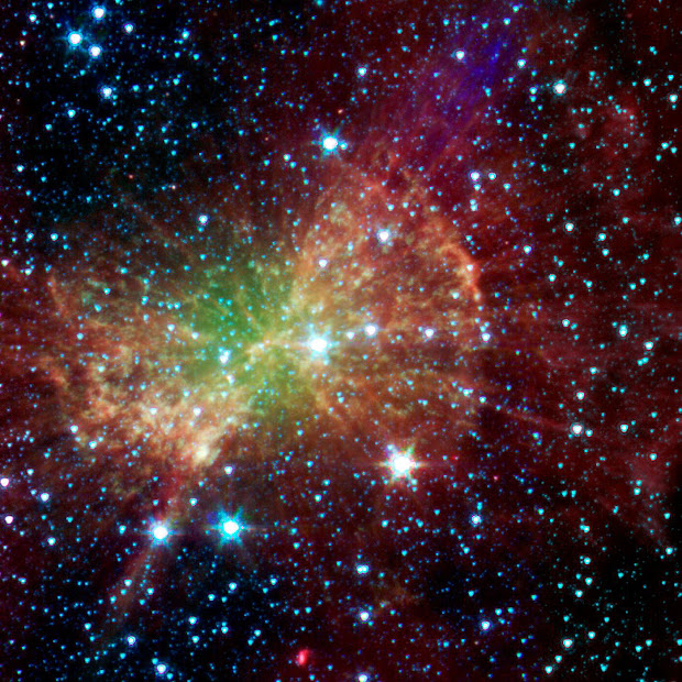 Infrared Spitzer image of Messier 27, the Dumbbell Nebula