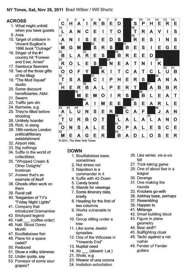 The New York Times Crossword in Gothic November 2011