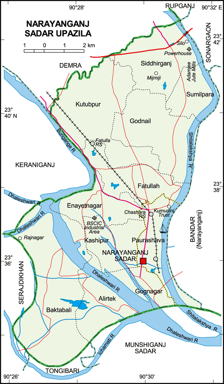 Narayanganj Sadar Upazila Map Narayanganj District Bangladesh