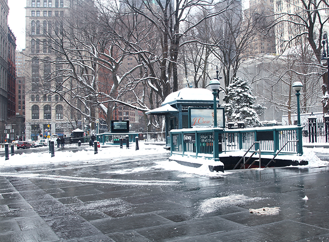 NYC Winter, City Hall Park, Blizzard of 2015