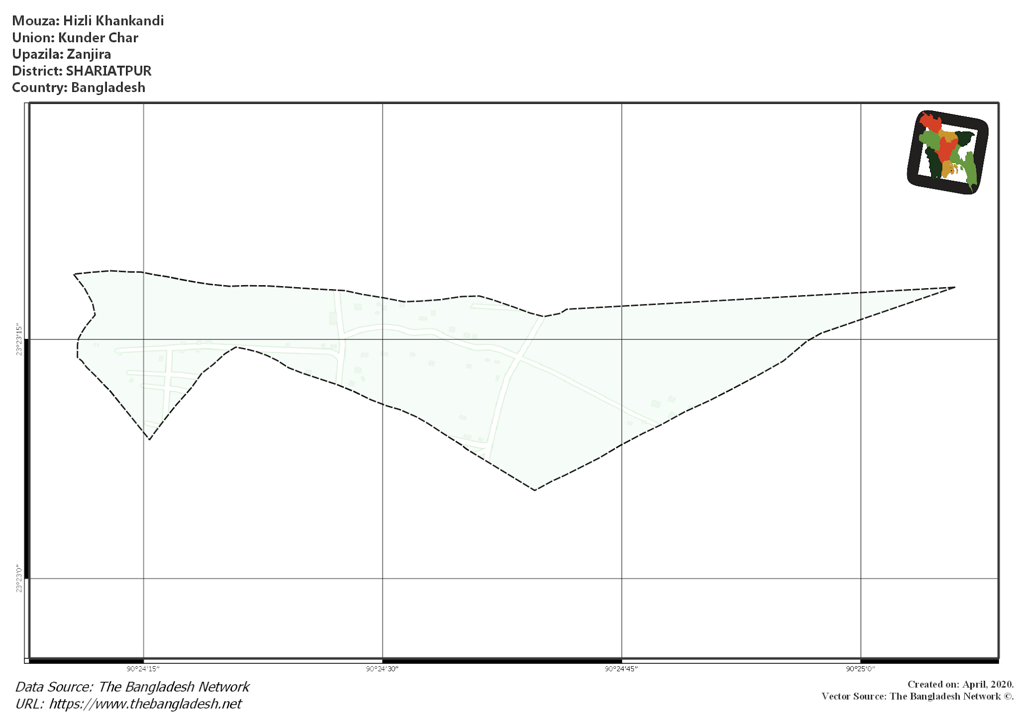 Map of Hizli Khankandi Mouza of Zanjira Upazila, SHARIATPUR Map of Hizli Khankandi Mouza of Zanjira Upazila, SHARIATPUR, Bangladesh.