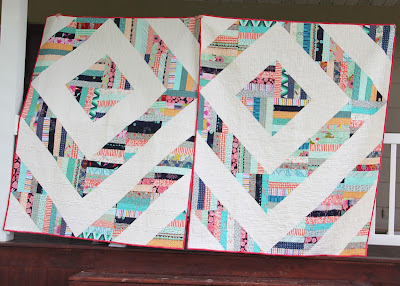Two Modern Barn Raising quilts from Fons & Porter's Quilting Quickly