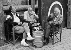 Elderly men socializing. Elderly men socializing.