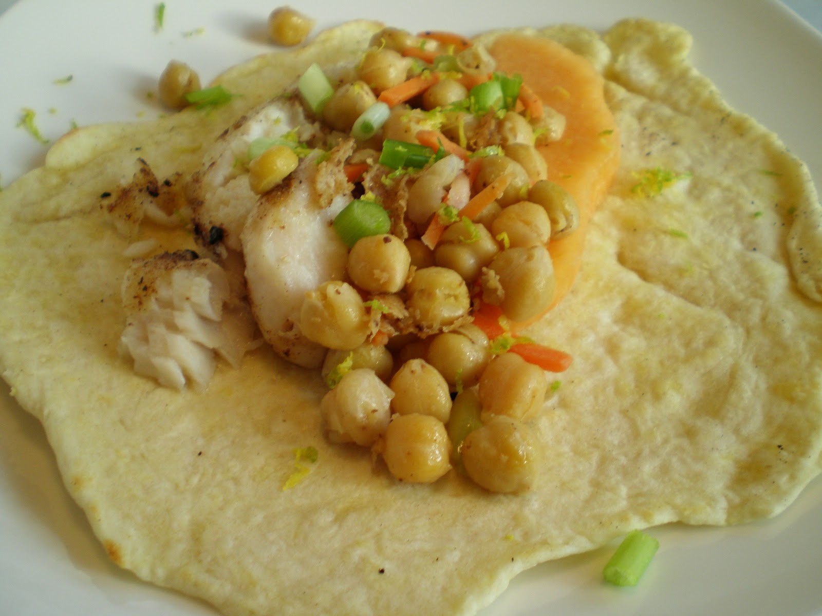 Basil and Rosemary's Kitchen Fish with Garbanzo and Cantaloupe
