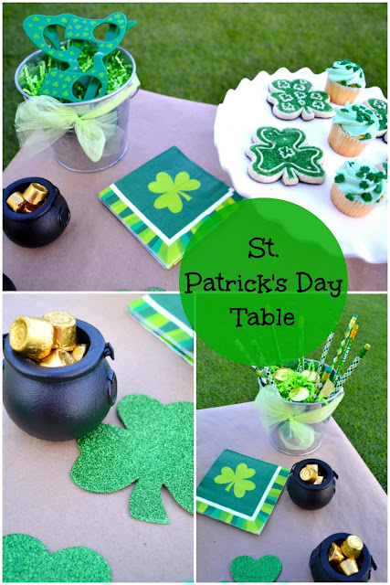 gold candy, Clover cookies, green cupcakes, Leprechaun party favors