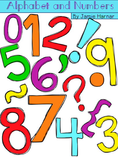 http://www.teacherspayteachers.com/Product/Alphabet-and-Numbers-Doodle-Clipart-Rainbow-Colors-1154399