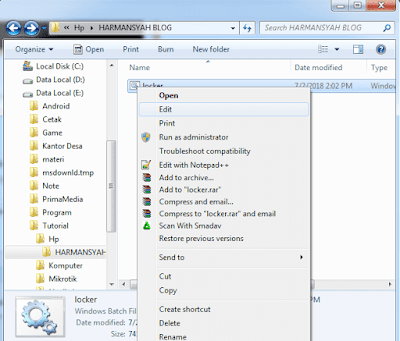 Klik Edit - Mengunci Folder Tanpa Software