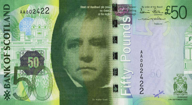 Bank of Scotland 50 Pounds Sterling banknote 2007 Sir Walter Scott