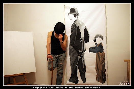 Street art Charlie Chaplin the kid par Paco illustrateur graphiste Street art Charlie Chaplin Sedan par Paco