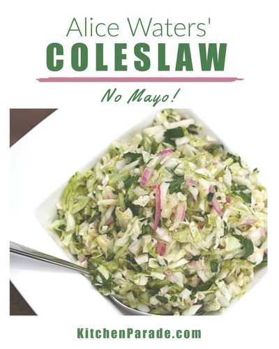 Alice Waters' Coleslaw ♥ KitchenParade.com, no mayonnaise, bright with lime and cilantro. Vegan. Low Carb. Gluten Free. Weight Watchers Friendly. Great for Meal Prep.