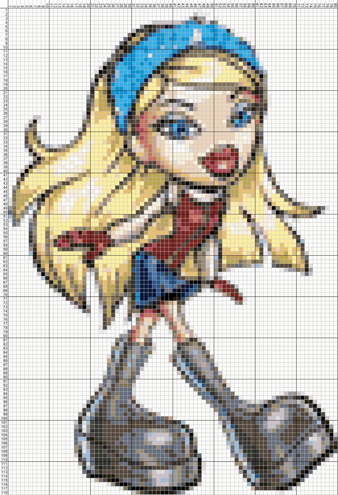 Dibujos Punto de Cruz Gratis: Muñeca Bratz - Punto de Crúz