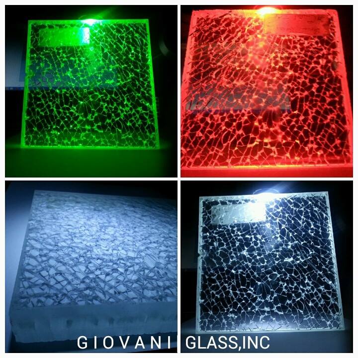 Custom Made Crackle Glass Shower Doors Installation NY