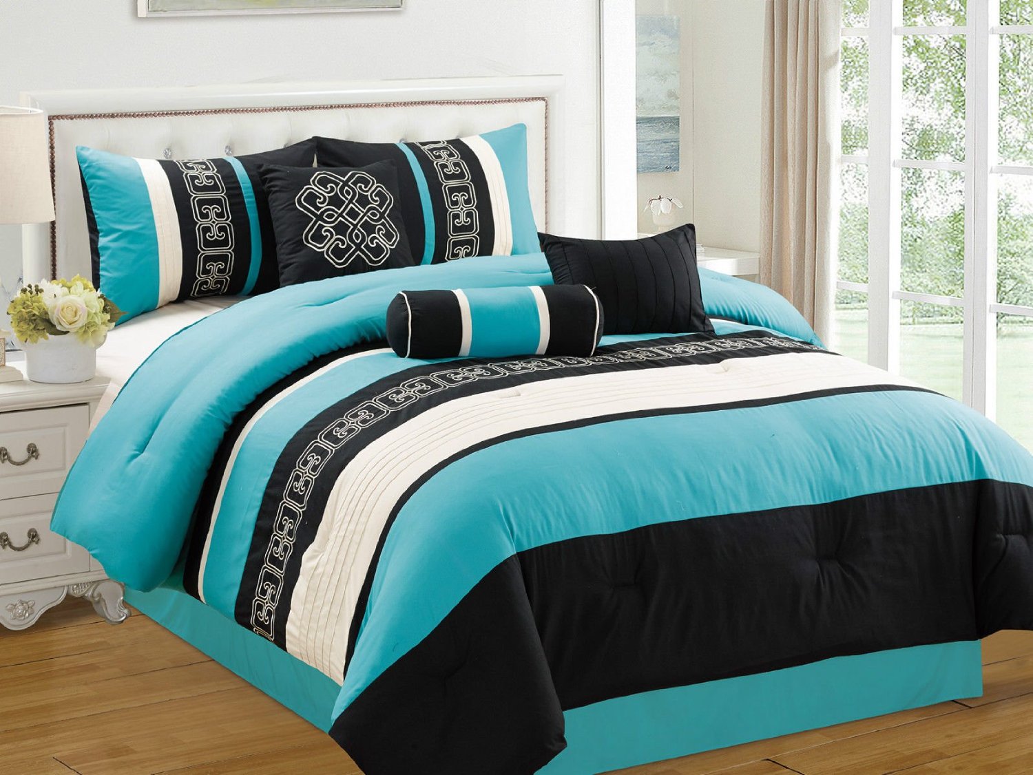 Black, White and Turquoise Bedding Sets