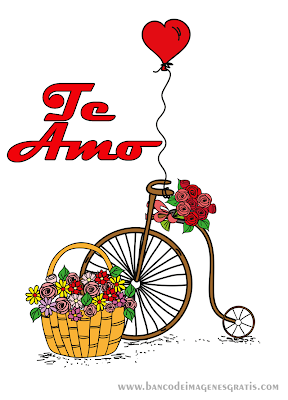 Postal con mensaje de "Te Amo" y Corazón Rojo con Flores