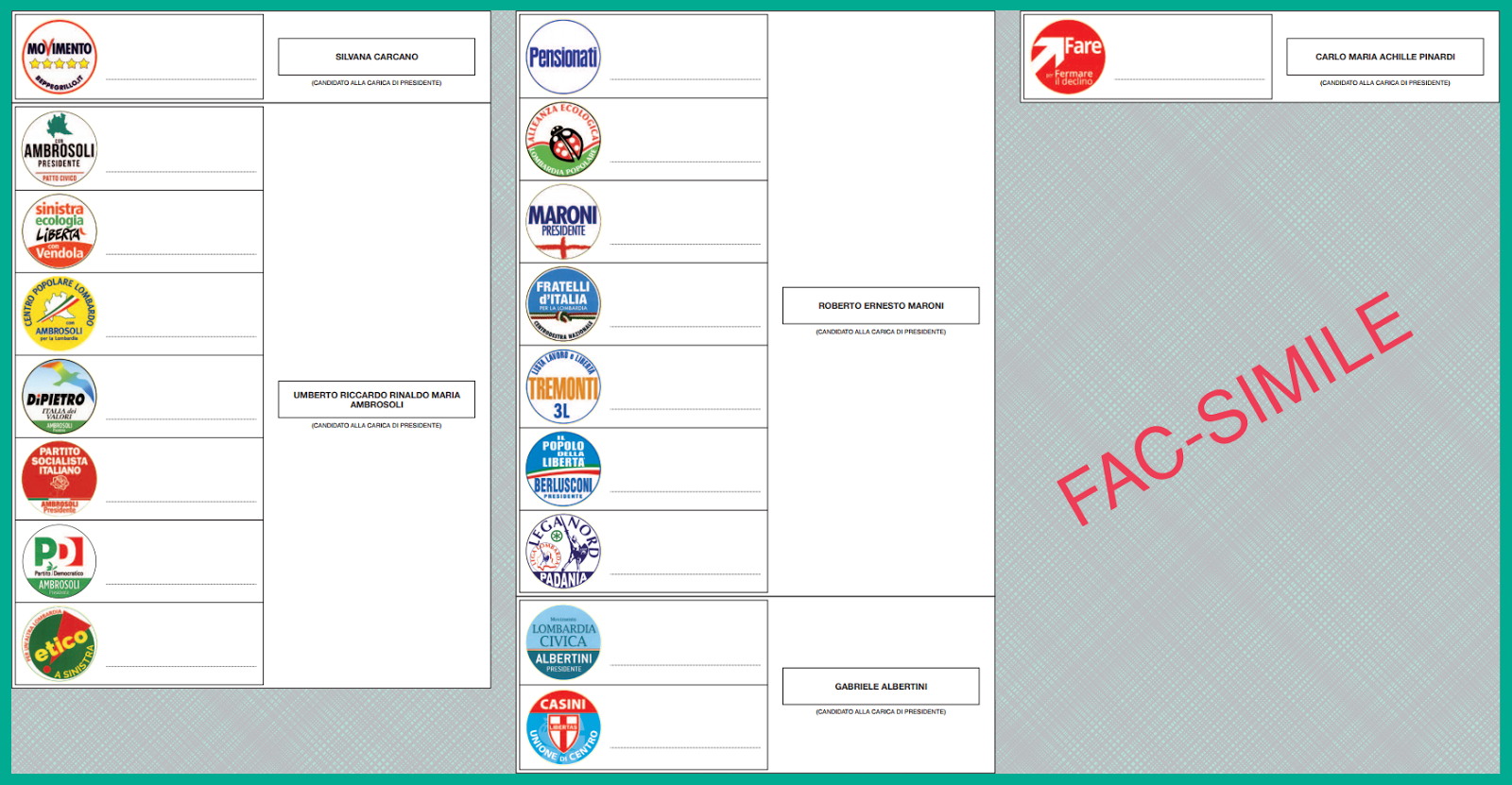 Info Elezioni Fac simile scheda Elezioni Regionali Lombardia 2018 Info Elezioni Fac simile scheda Elezioni Regionali Lombardia 2018