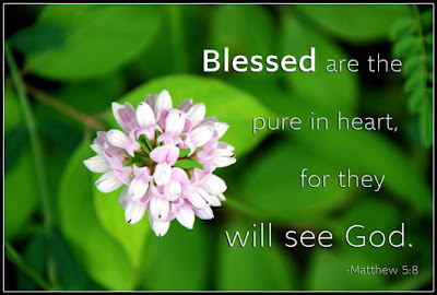 purple flower with bible verse Matthew 5:8 Matthew 5:8 Blessed are the pure in heart, for they will see God.
