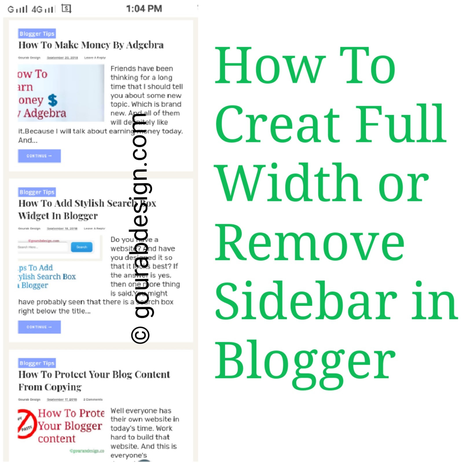 How To Creat Full Width Page And Remove Sidebar In Blogger Gourab Design