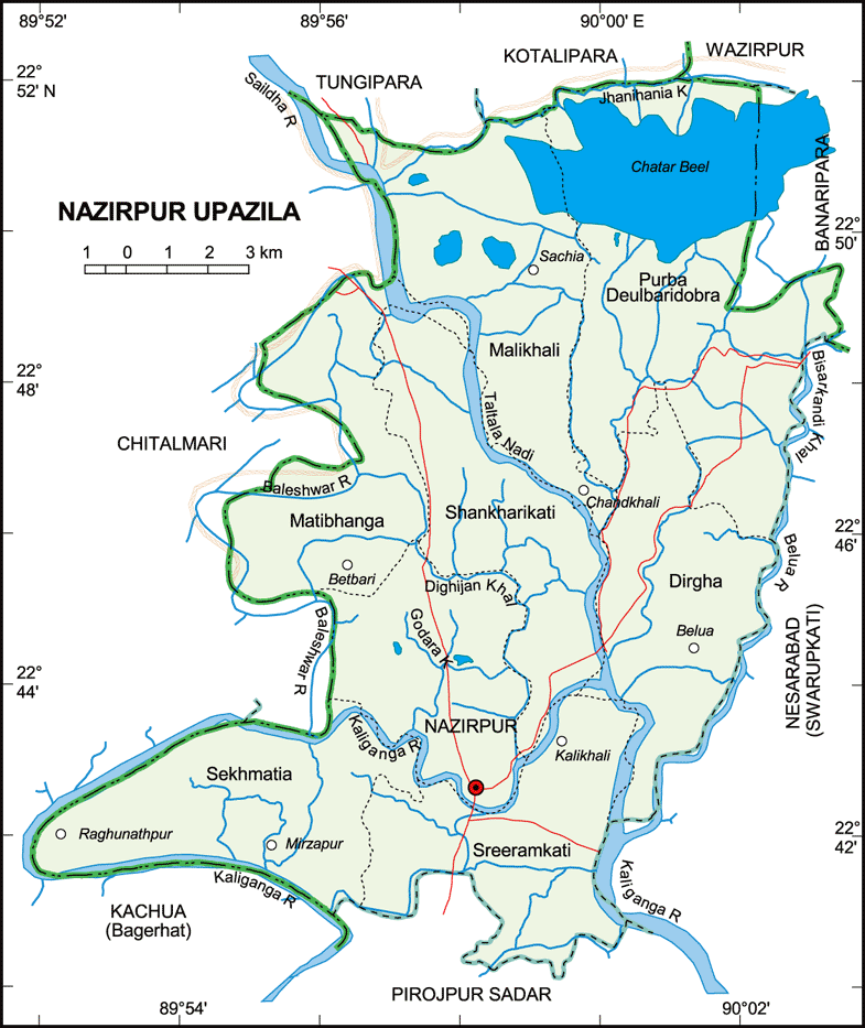 Nazirpur Upazila Map Pirojpur District Bangladesh