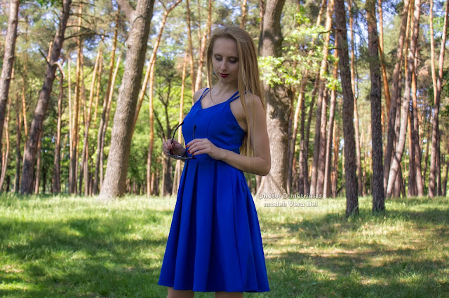 Zaful маленькое коктейльное платье Flared Mini Cocktail Dress - Sapphire Blue