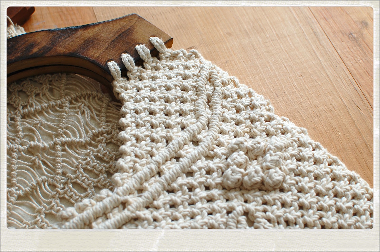 dear golden vintage wood & crochet