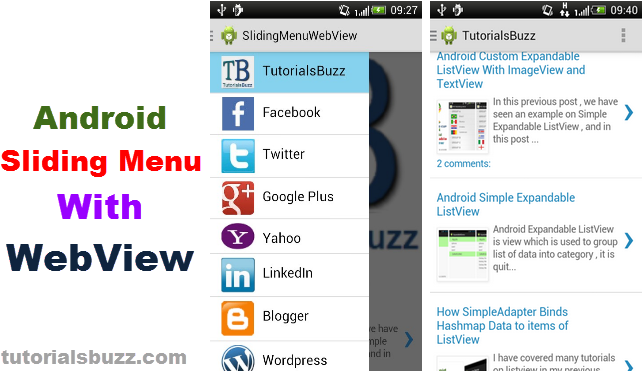 Android Sliding Menu With WebView | Tutorialsbuzz ,programming blog ...