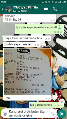 bukti tranferan titan gel kang ardi bukti tranferan titan gel kang ardi