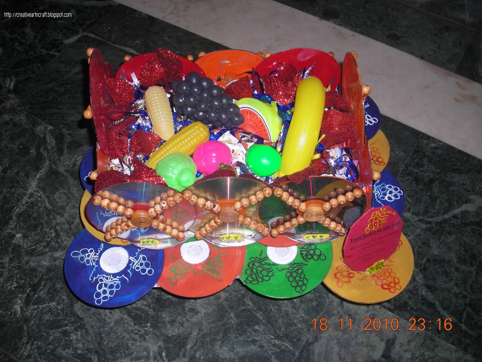 Anu's art and crafts: Best out of waste (Fruit Basket with a side ...