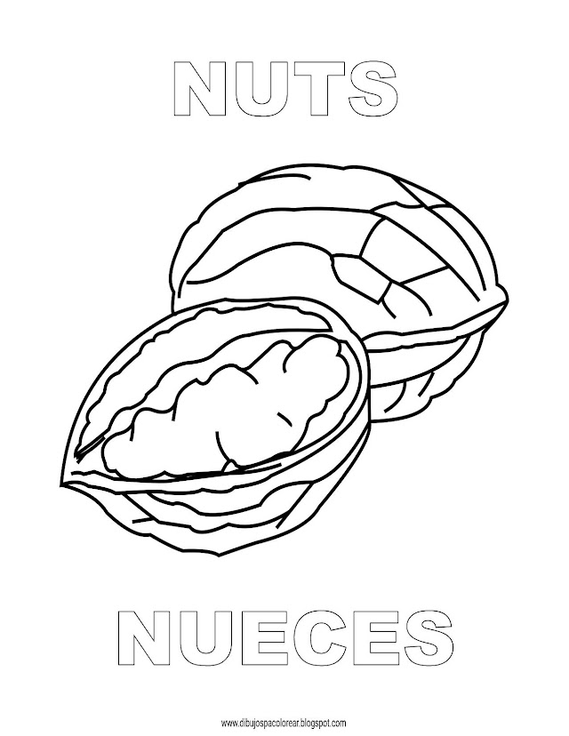 Dibujos Inglés - Español con N: Nueces - Nuts