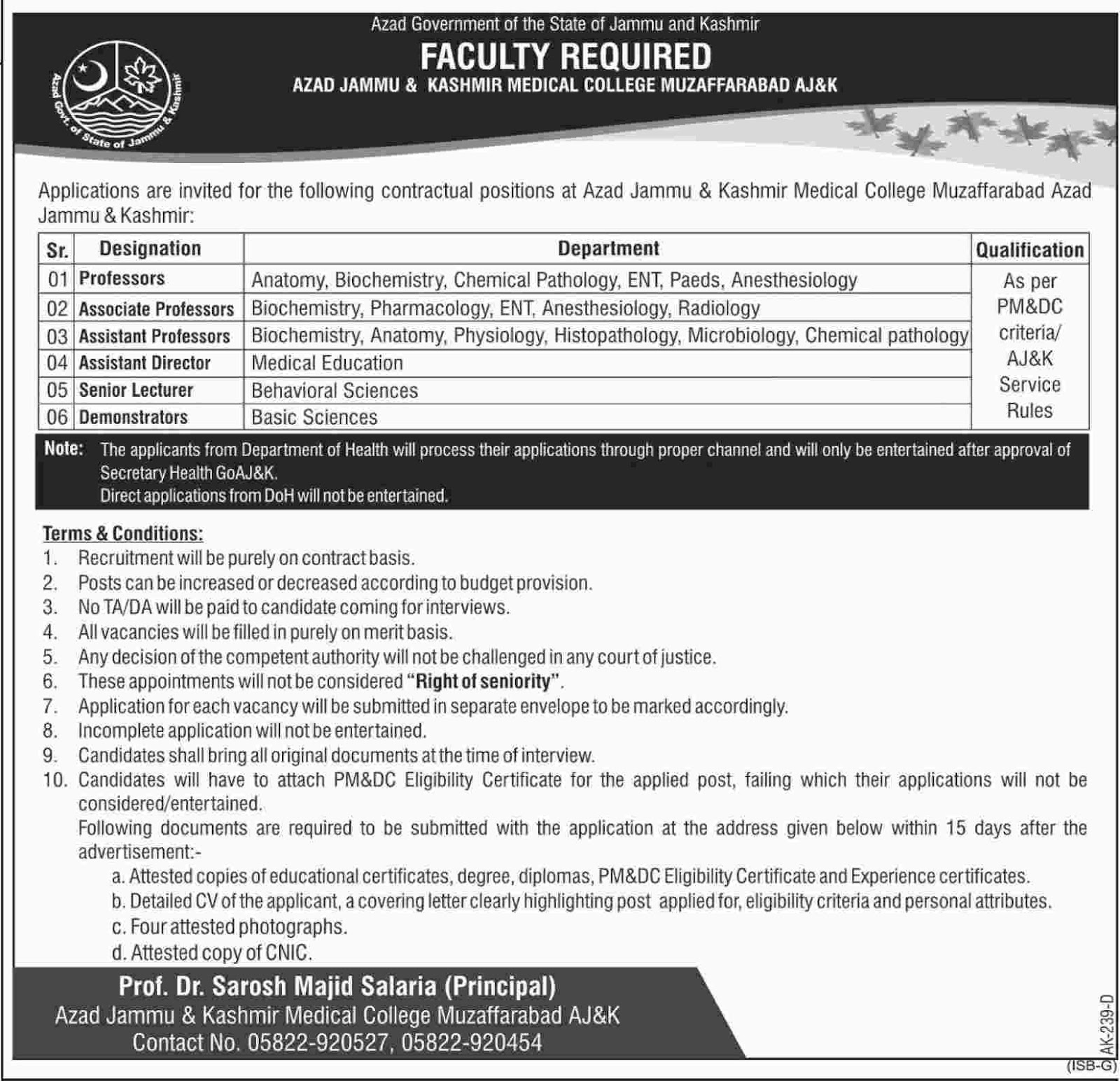 Azad Jammu And Kashmir Medical College Announced Jobs in Muzaffarabad