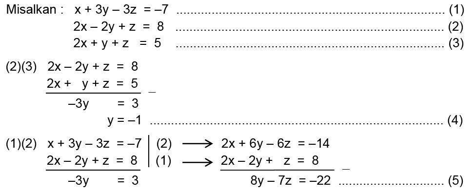 Cara mengerjakan persamaan linier 3 variabel