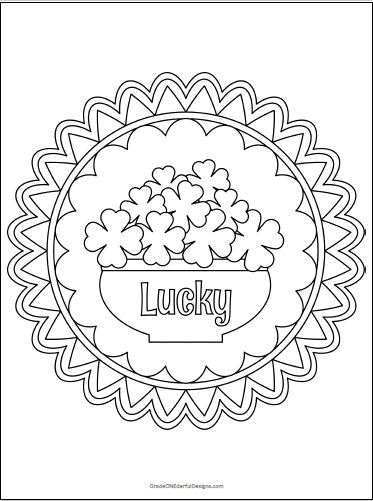St. Patrick's Day Mandalas: A 12-Page Coloring Book for kids. Includes a free shamrock colouring page! #stpatricksday #stpatricksdaycoloringbook #coloringbookforkids #freecoloringsheet #gradeonederful