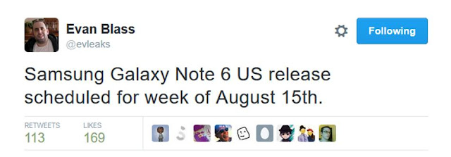Screenshot of Galaxy Note 6 by @evleaks on Twitter
