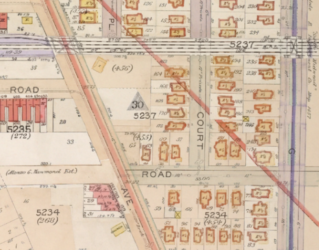same 1906 map larger view the red diagonal line represented the boundary line separating flatlands flatbush gravesend and new utrecht same 1906 map larger view the red diagonal line represented the boundary line separating flatlands flatbush gravesend and new utrecht