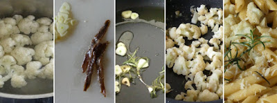 Zubereitung Pasta mit Blumenkohl, Sardellen und Rosmarin Zubereitung Pasta mit Blumenkohl, Sardellen und Rosmarin