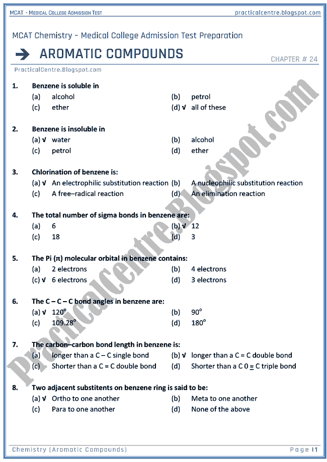 mcat-chemistry-aromatic-compounds-mcqs-for-medical-college-admission-test-practical-centre