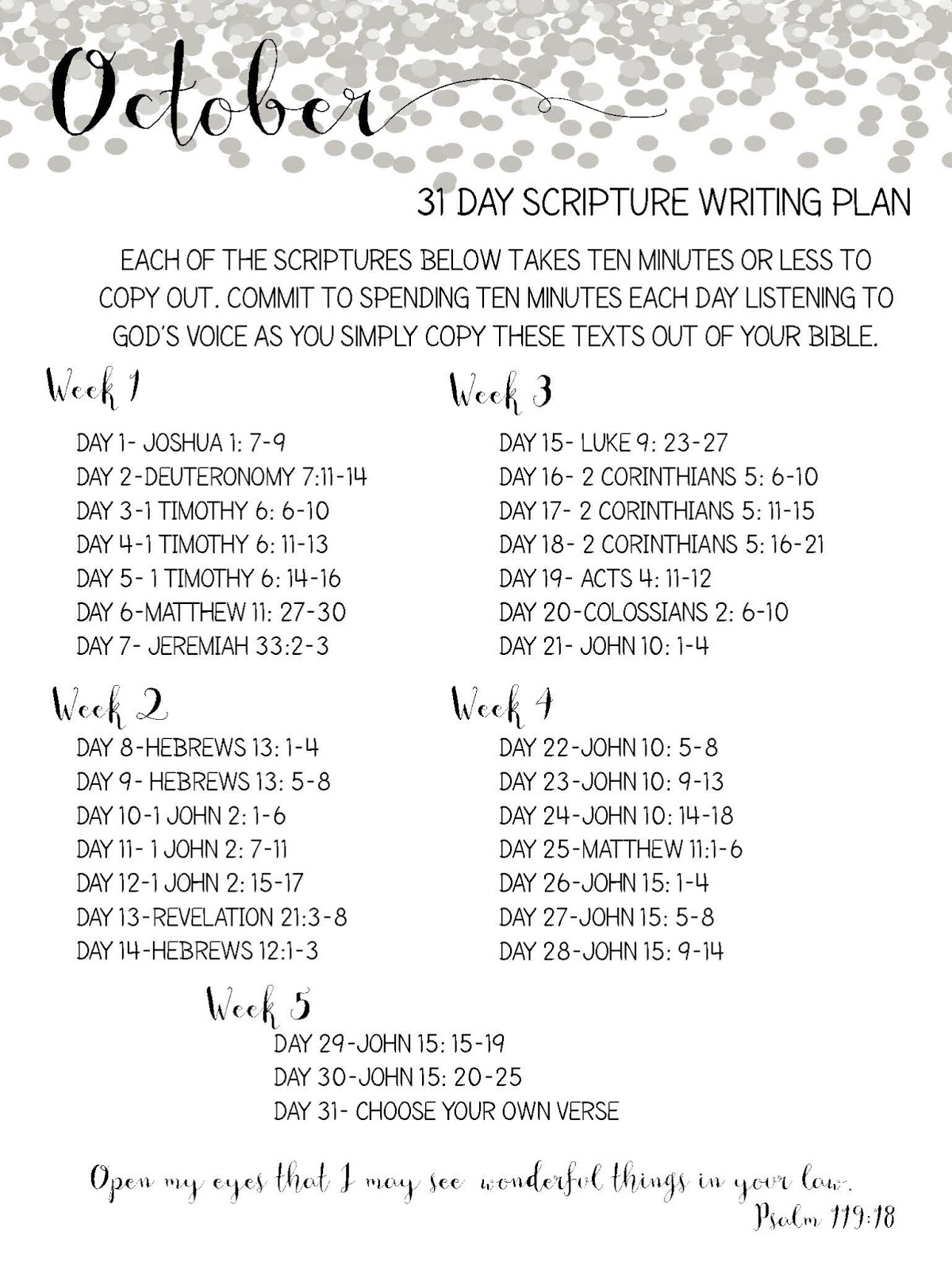 Sweet Blessings: October Scripture Writing Plan
