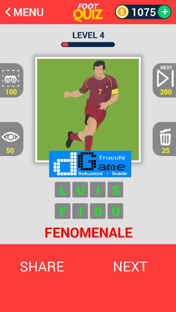 FootQuiz Calcio Quiz Football ( LEGENDS) soluzione livello 1-10