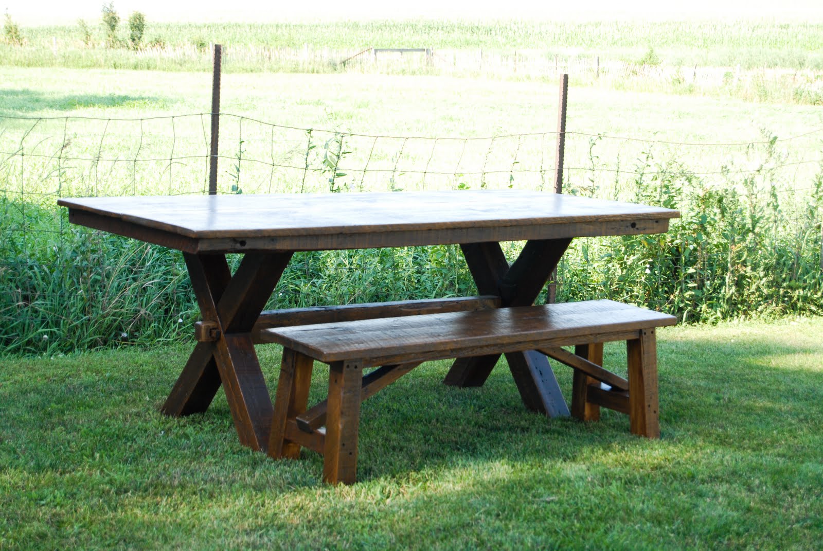 LG Custom Woodworking: Trestle-Picnic Style Dining Table and Bench