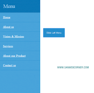 Left slide menu using jquery