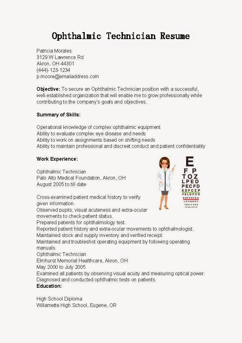 Resume Samples: Ophthalmic Technician Resume Sample