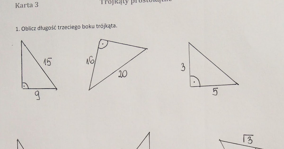 Sprawdzian Trojkaty Prostokatne 2 Gim Odpowiedzi starczamatematyka.blogspot.com