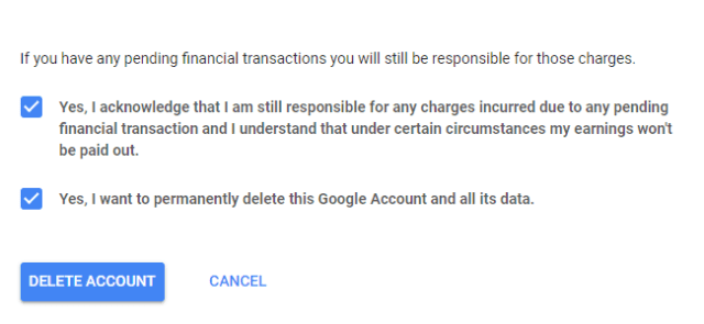 menyetujui penghapusan akun google