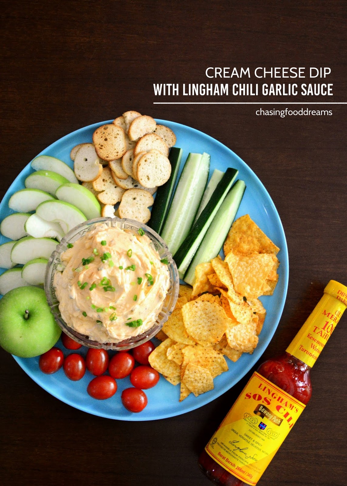 CHASING FOOD DREAMS Recipe Cream Cheese Dip with LINGHAM Chili Sauce
