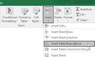 adding a total row in excel