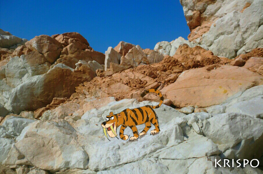dibujo de tigre caminando sobre rocas