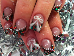 nails nail christmas designs acrylic 3d short glitter step xmas bow bows tip different rhinestones polish idea tips stylish fimo