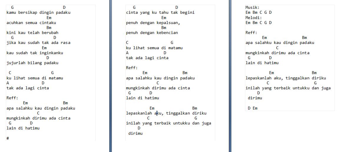 Lirik Lagu Angkasa Dingin Chord Kunci Gitar Llckg